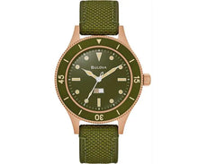 Charger l'image dans la galerie, BULOVA Mens BUL Bronze-Tone Bronze #CuSn8 Case, Green CORDURA® + HNBR Strap, Green Dial, WR 0200M 98A324 - Moments Watches & Jewelry