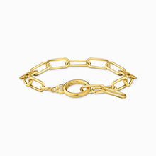 Charger l'image dans la galerie, THOMAS SABO Bracelet à maillons plaqué or jaune avec zircone et fermoir anneau A2133-414-14