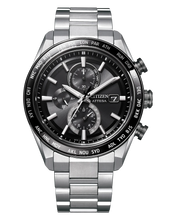 Charger l'image dans la galerie, CITIZEN Mens Premier Eco-Drive ATTESA Atomic Timekeeping / Super Titanium™ Gray Super Titanium with DLC Coating Case, Silver-Tone Super Titanium with DLC Coating Bracelet, Black Dial, WR 0100M