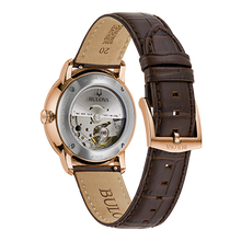 Charger l'image dans la galerie, BULOVA Mens BUL Rose Gold-Tone Stainless Steel Case, Brown Leather Strap, Silver-White Dial, WR 0030M 97B225 - Moments Watches & Jewelry