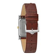 Charger l'image dans la galerie, BULOVA Mens BUL Two-Tone Stainless Steel Case, Brown Leather Strap, Silver-White Dial, WR 0030M 98B430 - Moments Watches & Jewelry