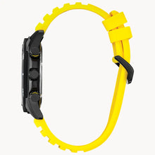 Load image into Gallery viewer, CITIZEN Mens ECO ECO Black Stainless Steel Case, Yellow Silicone Strap, Black Dial, WR 0100M AT2585-08E