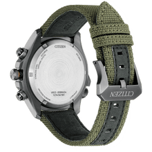 Load image into Gallery viewer, CITIZEN Mens ECO ECO Gray Stainless Steel Case, Green CORDURA® Strap, Green Dial, WR 0200M JV1005-02W