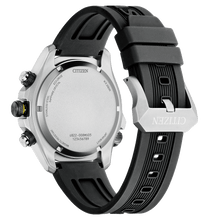 Load image into Gallery viewer, CITIZEN Mens ECO ECO Silver-Tone Stainless Steel Case, Black Polyurethane Strap, Black Dial, WR 0200M JV1007-07E