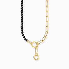 Charger l'image dans la galerie, THOMAS SABO Collier plaqué or jaune avec perles d'onyx et zircons blancs KE2193-177-11