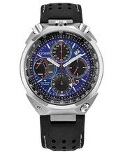 Load image into Gallery viewer, CITIZEN Mens ECO ECO Silver-Tone Super Titanium Case, Black Leather Strap, Blue Dial, WR 0200M AV0088-01L - Moments Watches & Jewelry