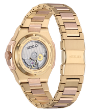 Charger l'image dans la galerie, CITIZEN Mens Premier Automatics Series8 880 GMT Two-Tone Stainless Steel Case, Two-Tone Stainless Steel Bracelet, Gold-Tone Dial, WR 0100M