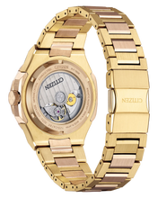 Charger l'image dans la galerie, CITIZEN Mens Premier Automatics Series8 880 GMT Two-Tone Stainless Steel Case, Two-Tone Stainless Steel Bracelet, Black Dial, WR 0100M
