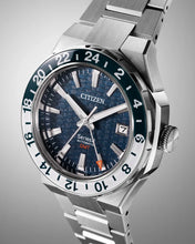 Charger l'image dans la galerie, CITIZEN Mens Premier Automatics Series8 880 GMT Silver-Tone Stainless Steel Case, Silver-Tone Stainless Steel Bracelet, Navy Dial, WR 0100M