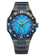 Charger l'image dans la galerie, CITIZEN Mens Premier Automatics Series8 880 GMT Two-Tone Stainless Steel Case, Two-Tone Stainless Steel Bracelet, Blue Mother of Pearl Dial, WR 0100M