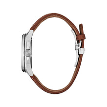 Load image into Gallery viewer, CITIZEN Mens DIS DMC Silver-Tone Stainless Steel Case, Brown Leather Strap, Black Dial, WR 0100M AW1721-08W