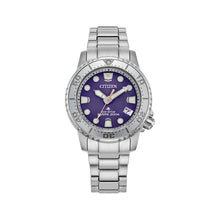 Load image into Gallery viewer, CITIZEN Ladies ECO ECO Silver-Tone Stainless Steel Case, Silver-Tone Stainless Steel Bracelet, Purple Dial, WR 200M EO2027-50X