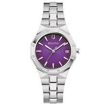 Charger l'image dans la galerie, BULOVA Ladies BUL Silver-Tone Stainless Steel Case, Silver-Tone Stainless Steel Bracelet, Purple Dial, WR 0100M 96M168 - Moments Watches & Jewelry