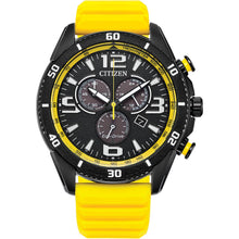 Load image into Gallery viewer, CITIZEN Mens ECO ECO Black Stainless Steel Case, Yellow Silicone Strap, Black Dial, WR 0100M AT2585-08E