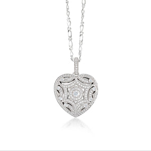 MISS MIMI  925 Sterling Silver Heart shape intricate locket Necklace  09-72290