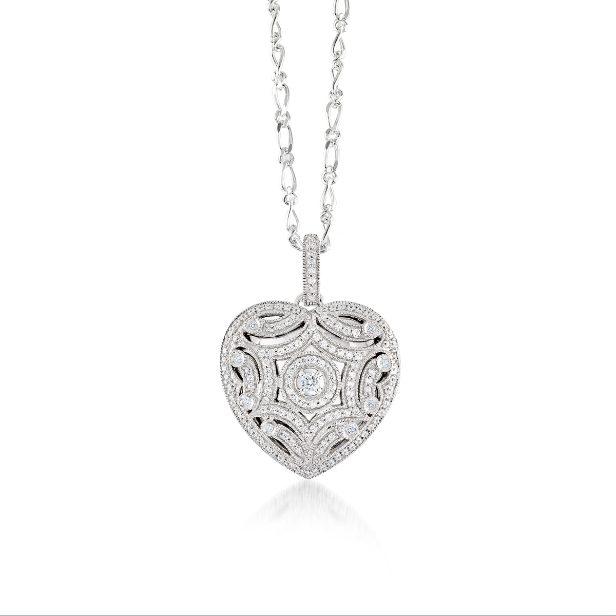 MISS MIMI 925 Sterling Silver Heart shape intricate locket 09