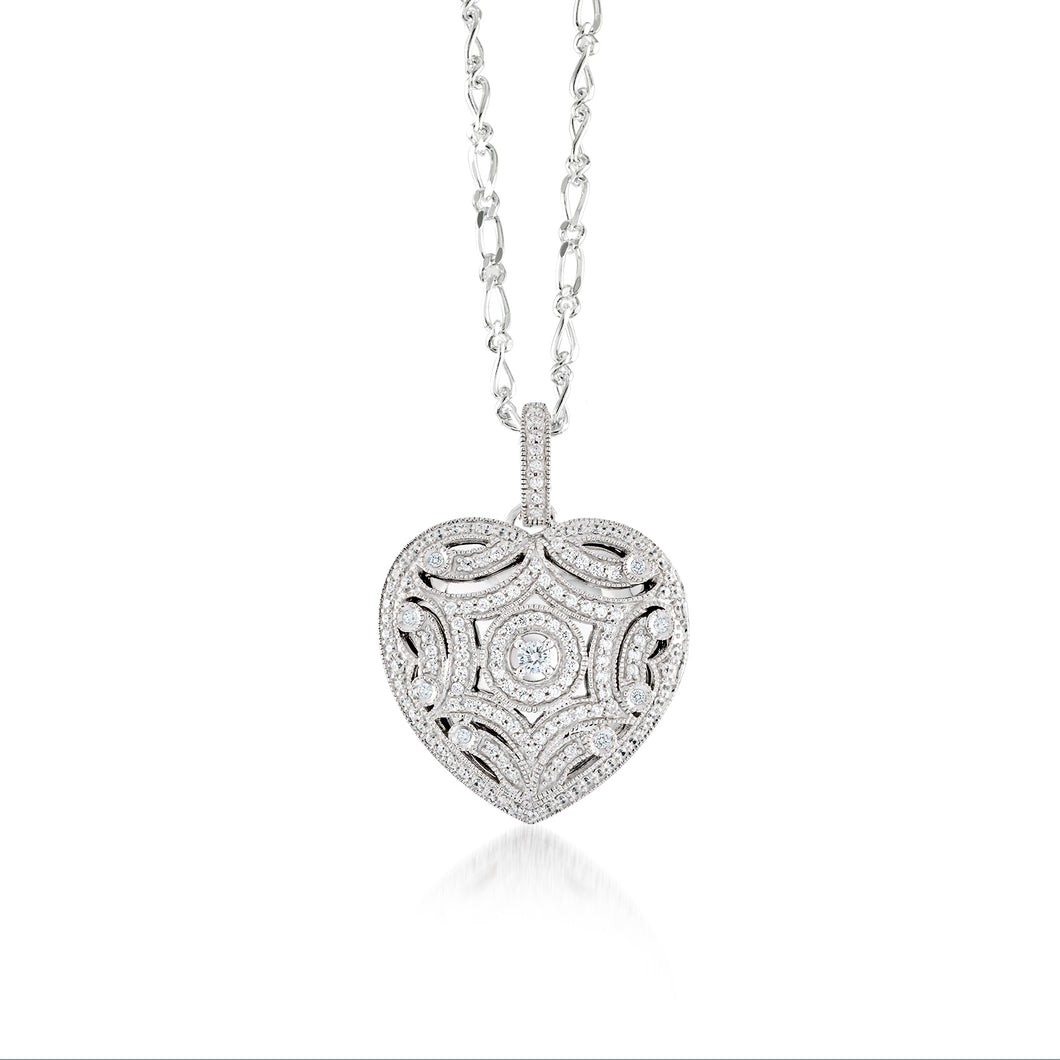 MISS MIMI  925 Sterling Silver Heart shape intricate locket  09-072290-01