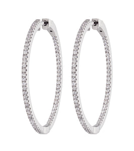 MISS MIMI  925 Sterling Silver Inside out diamond look alike hoop Earrings  13-142497-11