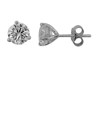 MISS MIMI  925 Sterling Silver 2 CT MARTINI 8MM Studs Earrings 13-142797-01