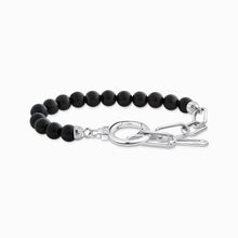 Charger l'image dans la galerie, THOMAS SABO Bracelet plaqué or jaune avec perles d'onyx et zircone blanche A2134-177-11