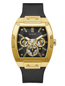 GUESS Black And Gold-Tone Square Multifunction Watch GW0202G1