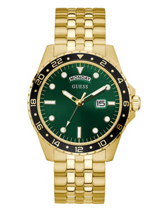 GUESS Gold-Tone And Green Sport Watch GW0220G2