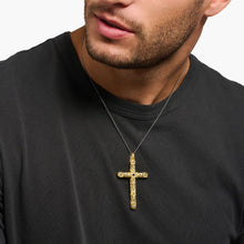 Charger l'image dans la galerie, Thomas Pendentif croix pierres noires or PE903-414-11