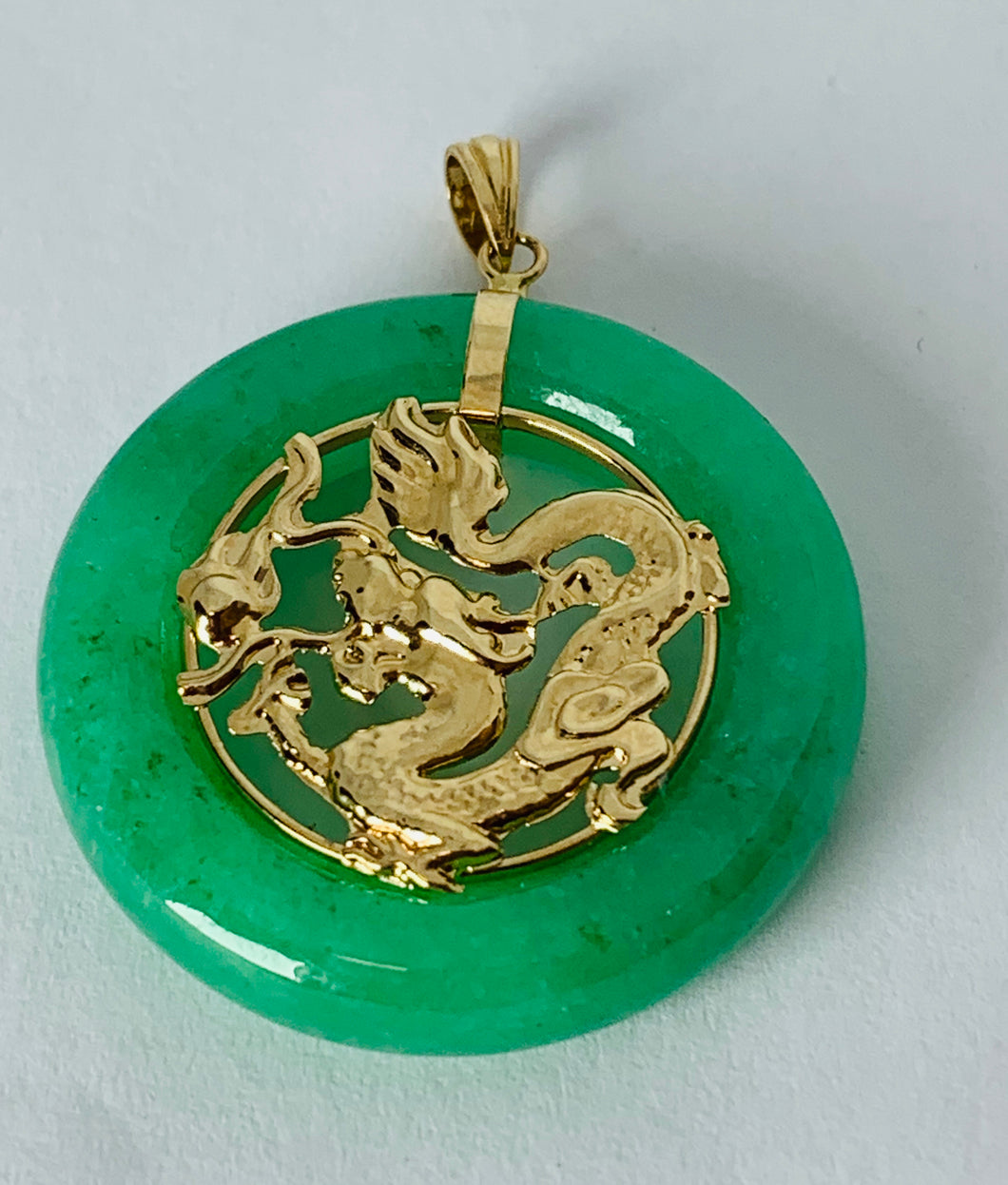 14K Yellow Gold Jade Pendant