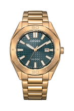 Load image into Gallery viewer, CITIZEN Mens ECO ECO Rose Gold-Tone Stainless Steel Case, Rose Gold-Tone Stainless Steel Bracelet, Green  Dial, WR 0100M BM7633-81X

