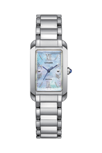 Load image into Gallery viewer, CITIZEN Ladies ECO ECO Silver-Tone Stainless Steel Case, Silver-Tone Stainless Steel Bracelet, Blue Mother of Pearl  Dial, WR 0050M EW5620-55N
