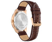 Load image into Gallery viewer, CITIZEN Mens QTZ QTZ Rose Gold-Tone Stainless Steel Case, Brown Leather Strap, Black  Dial, WR 0100M BI1033-04E
