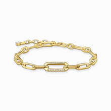 Load image into Gallery viewer, THOMAS SABO Yellow-gold plated link bracelet with anchor element and zirconia A2032-414-14
