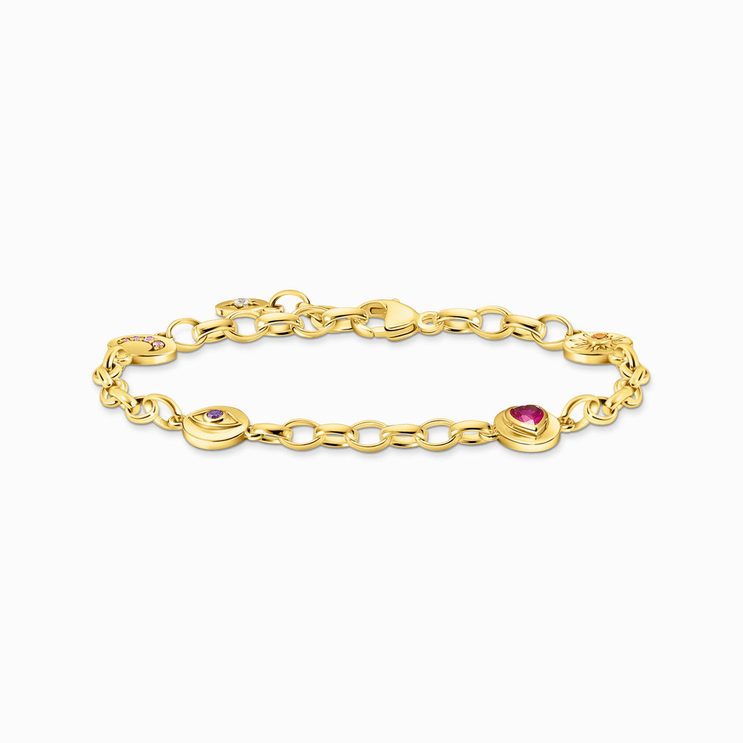 THOMAS SABO Bracelet plaqué or jaune avec éléments ronds et pierres A2138-995-7 