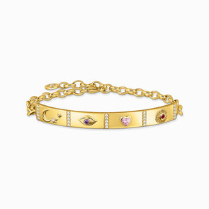 THOMAS SABO Bracelet plaqué or jaune avec pont long et diverses pierres A2139-995-7 