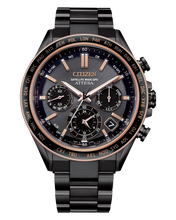 Charger l'image dans la galerie, CITIZEN Mens Premier Eco-Drive ATTESA Super Titanium™ / Satellite Timekeeping Black Super Titanium with DLC Coating Case, Black Super Titanium with DLC Coating Bracelet, Brown Dial, WR 0100M
