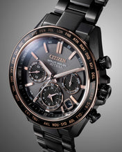 Charger l'image dans la galerie, CITIZEN Mens Premier Eco-Drive ATTESA Super Titanium™ / Satellite Timekeeping Black Super Titanium with DLC Coating Case, Black Super Titanium with DLC Coating Bracelet, Brown Dial, WR 0100M
