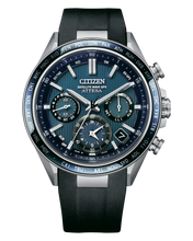 Charger l'image dans la galerie, CITIZEN Mens Premier Eco-Drive ATTESA Super Titanium™ / Satellite Timekeeping Silver-Tone Super Titanium Case, Black Polyurethane Strap, Blue Dial, WR 0100M
