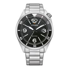 Load image into Gallery viewer, CITIZEN Mens ECO ECO Silver-Tone Stainless Steel Case, Silver-Tone Stainless Steel Bracelet, Black  Dial, WR 0100M AW1710-80E - Moments Watches &amp; Jewelry
