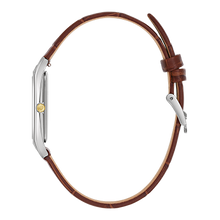 Charger l'image dans la galerie, BULOVA Mens  BUL Two-Tone Stainless Steel Case, Brown Leather Strap, Silver-White  Dial, WR 0030M 98B430 - Moments Watches &amp; Jewelry
