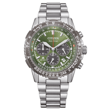 Load image into Gallery viewer, CITIZEN Mens ECO ECO Silver-Tone Stainless Steel Case, Silver-Tone Stainless Steel Bracelet, Khaki  Dial, WR 0200M CA4664-60W
