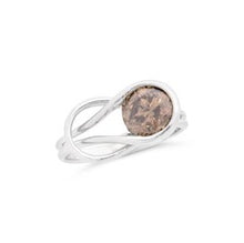 Load image into Gallery viewer, Fancy Cognac Diamond Solitaire and White Gold Ring of knot design
