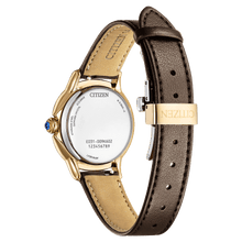 Load image into Gallery viewer, CITIZEN Ladies ECO ECO Rose Gold-Tone Stainless Steel Case, Brown Apple Leather Strap, Brown  Dial, WR 0050M EM1163-09X
