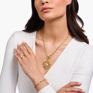 THOMAS SABO Yellow-gold plated link necklace with ring clasps and zirconia KE2192-414-14