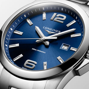 LONGINES CONQUEST 43MM CADRAN BLEU ACIER INOXYDABLE L37604966 