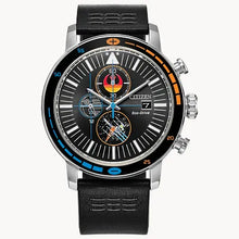 Load image into Gallery viewer, CITIZEN Mens DIS DSC Silver-Tone Stainless Steel Case, Black Leather Strap, Black  Dial, WR 0100M CA0870-43W
