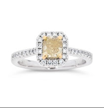 Charger l&#39;image dans la galerie, Radiant-Cut Fancy Intense Yellow Diamond Ring in 18k Gold with Dazzling Diamond Accents

