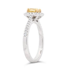 Load image into Gallery viewer, Radiant-Cut Fancy Intense Yellow Diamond Ring in 18k Gold with Dazzling Diamond Accents
