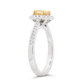 Radiant-Cut Fancy Intense Yellow Diamond Ring in 18k Gold with Dazzling Diamond Accents