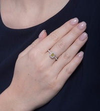 Load image into Gallery viewer, Radiant-Cut Fancy Intense Yellow Diamond Ring in 18k Gold with Dazzling Diamond Accents
