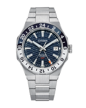 Charger l'image dans la galerie, CITIZEN Mens Premier Automatics Series8 880 GMT Silver-Tone Stainless Steel Case, Silver-Tone Stainless Steel Bracelet, Navy Dial, WR 0100M
